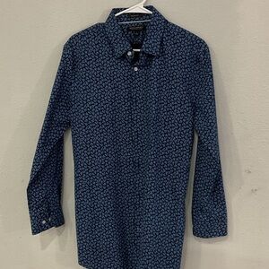 Banana Republic Navy Patterned Button Down Shirt Non Iron Slim Fit